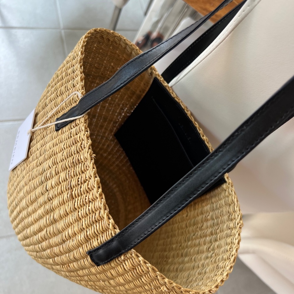 Bembien Natural Woven Tote with Black Handles - Picture 7 of 10
